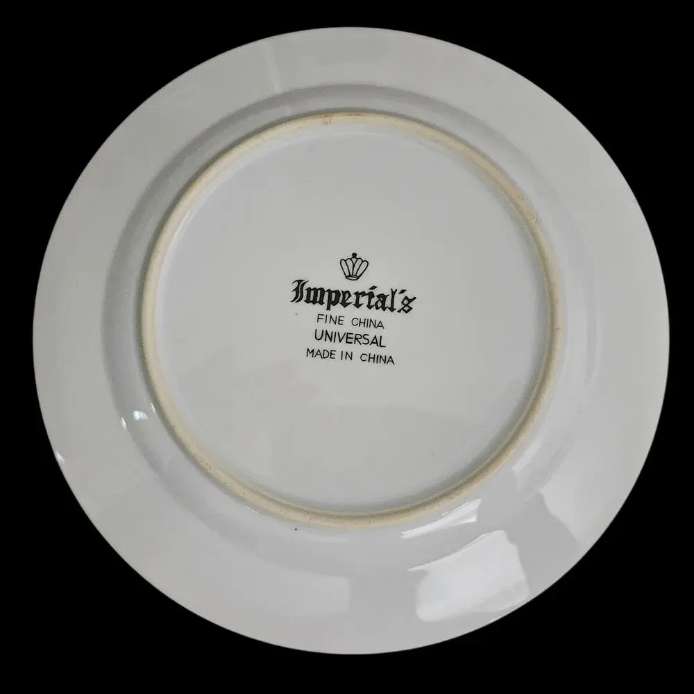 Imperial's Universal Fine China Floral Salad Plates Gold Trim Set of 4